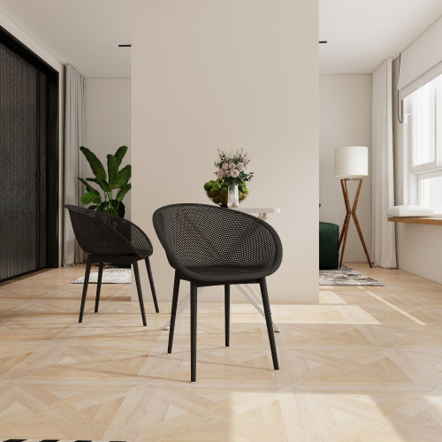 Holiday - 2-Pack Modern Lounge Chairs – Indoor/Outdoor All-Weather PP Plastic, Lightweight for Patio, Beach, Living Room (Warm Grey)