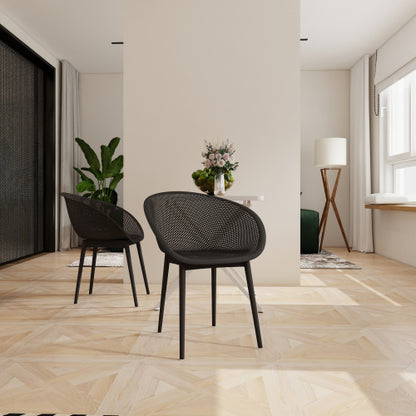 Holiday - 2-Pack Modern Lounge Chairs – Indoor/Outdoor All-Weather PP Plastic, Lightweight for Patio, Beach, Living Room (Warm Grey)