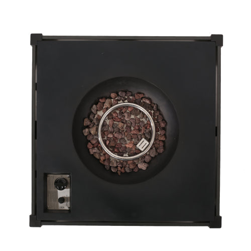 Outdoor 31" WPC Base Square Propane Fire Pit - 40,000 BTU, Grey