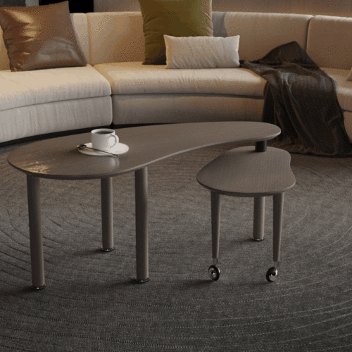 360° Rotatable Coffee Table, Oak Veneer, Grey Brown/Walnut/Black