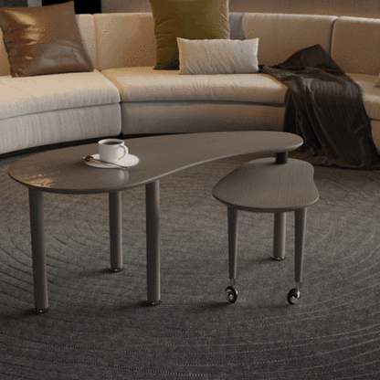 360° Rotatable Coffee Table, Oak Veneer, Grey Brown/Walnut/Black
