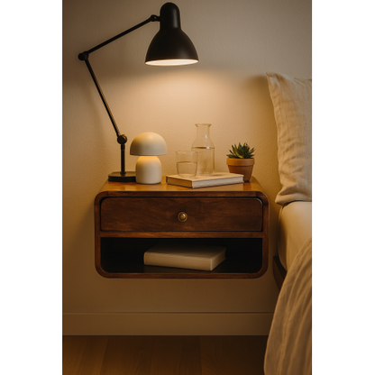California Walnut Wall-Mounted Nightstand