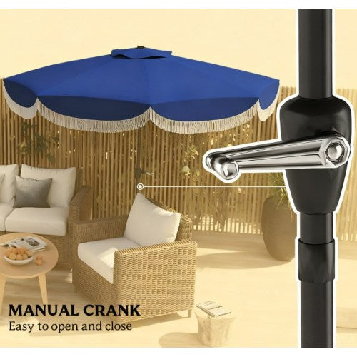 Outdoor Umbrella with Crank,Patio Umbrella,8 Ribs,Push Button Tilt