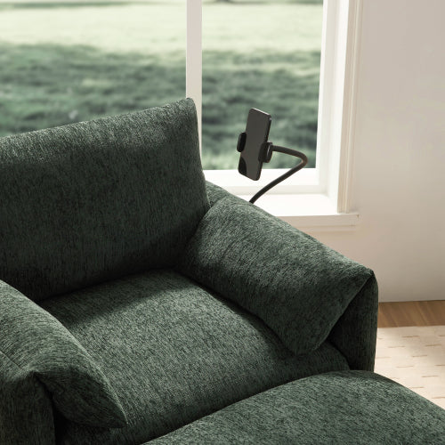 37 inch  Chenille Cloud-Style Single Armchair, Ottoman Storage, USB-C Charging, Phone Holder