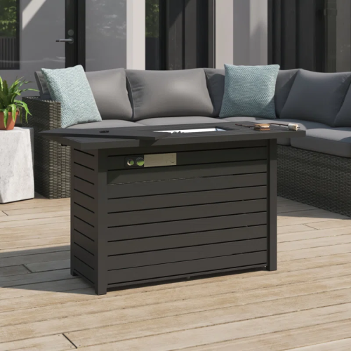 25" H x 42" W Steel Outdoor Fire Pit Table with Lid