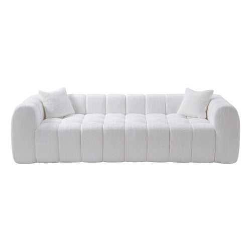 102.7 Inch Marshmallow Cloud Compressed 4-Seater Boucle Sofa with 2 Cushions for Living Room Apartment