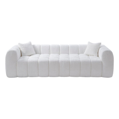 102.7 Inch Marshmallow Cloud Compressed 4-Seater Boucle Sofa with 2 Cushions for Living Room Apartment