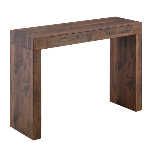 Elegant natural walnut wood grain bar table -50 inches long, a practical choice for modern home decor. Walnut wood grain texture veneer, equipped with double drawers, can be used as both a bar counter
