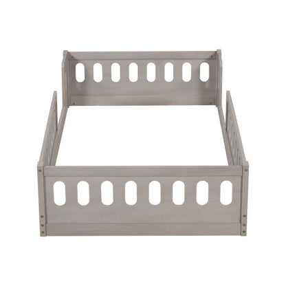 Wood Twin Size Platform Bed with Guardrail, Natural