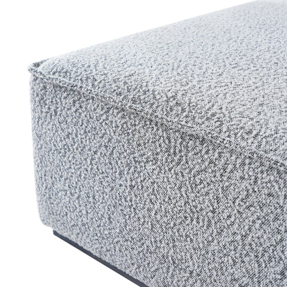 30 inch Square Black White Loop Yarn Ottoman, Upholstered Footrest with Solid Rubber Wood Feet for Multi-Room Use
