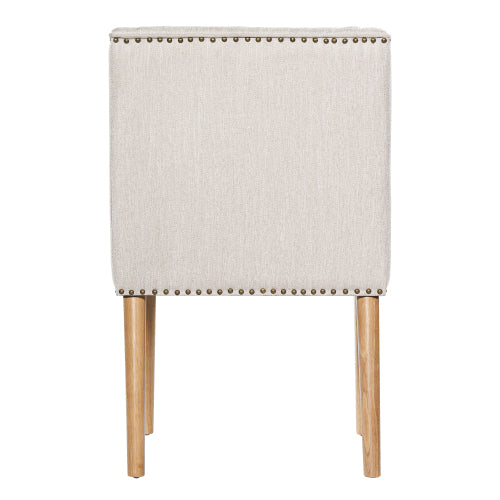 Rivet Upholstered Dining Chairs Set of 2 with Rubber Wood Legs