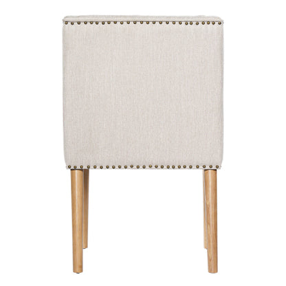 Rivet Upholstered Dining Chairs Set of 2 with Rubber Wood Legs