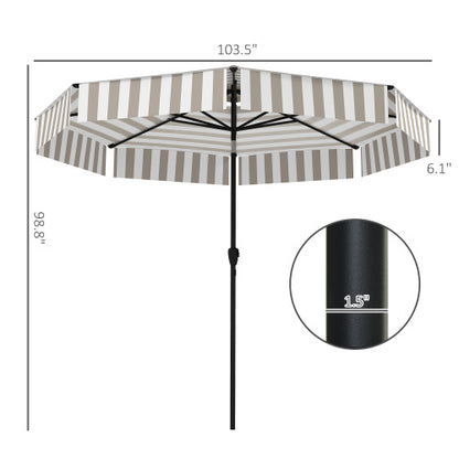 Outdoor Market Umbrella,Patio Umbrella,2-Tier Vented Patio Table Umbrella with Crank 8 Ribs,Tiltable Porch Umbrella,for Outdoor