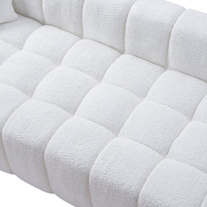 102.7 Inch Marshmallow Cloud Compressed 4-Seater Boucle Sofa with 2 Cushions for Living Room Apartment