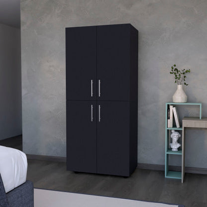 Armoire in melamine with 2 doors , 4 shelves and 2 clothes hanging bar
