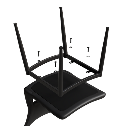 Set of 2 Modern Black PU Leather Dining Chairs, Stable Metal Frame Multi-Space Armless Side Chairs