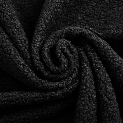 Black Convertible Sherpa-Fleece Full-Size Floor Sofa-Bed 15 inch  Height with 2 Pillows No-Assembly