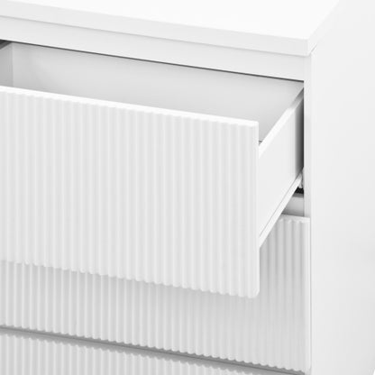 Modern White 6 Drawer Dresser, Wave Panel Drawer Fronts, Storage Cabinet, Versatile Chest of Drawers for Bedroom, Living Room - Sleek & Spacious Home Storage Solution