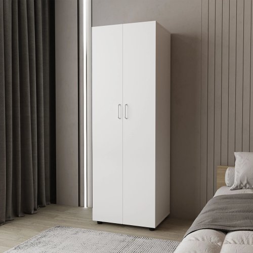 White Armoire with 2 Doors and Hanging Rod