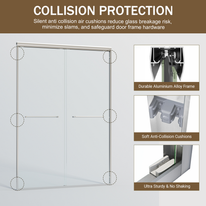 44-48 in. W x 72 in. H Double Sliding Shower Door, Semi-frameless Bypass Bathroom Sliding Door with 1/4" (6mm) Tempered Glass for Walk-in Shower, Chrome 24D03-48CX