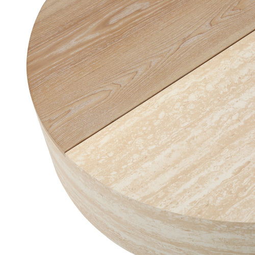 Round Coffee Table with Flip Top Storage Fluted Modern MDF Living Room Center Table