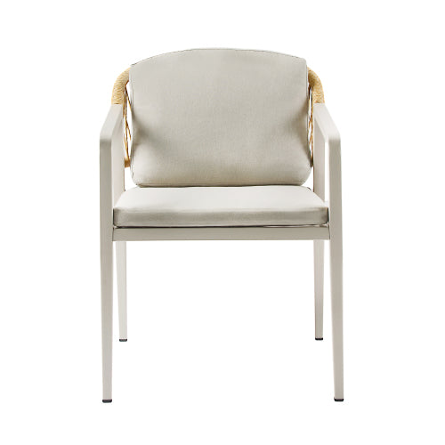 Outdoor Dining Chair Set of 2, Wicker Rattan Woven Patio Chairs, Outdoor Armchair Seating for Patio Backyard Poolside Balcony, Waterproof seat and cushion