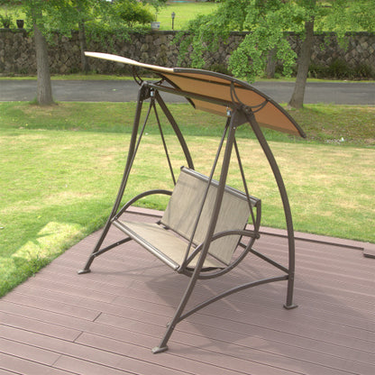 2 Seat Patio Swing Chair Outdoor Porch Swing with Adjustable Canopy Steel Frame 700lb Capacity