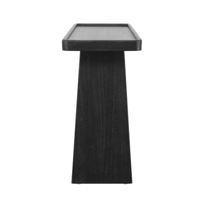 Farmhouse Console Table with Tray Top Design, Solid Wood Frame for Entryway, Living Room or Sofa Back, Black