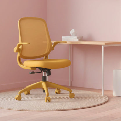 Ergonomic Color Office Chair 300lb (About 149.7kg), Home Office, Mesh Back, Integrated Molded Foam, Comfortable Sitting, Flipping Armrest, Fireproof, Rotating, Lifting Multifunctional Chair (Yellow)