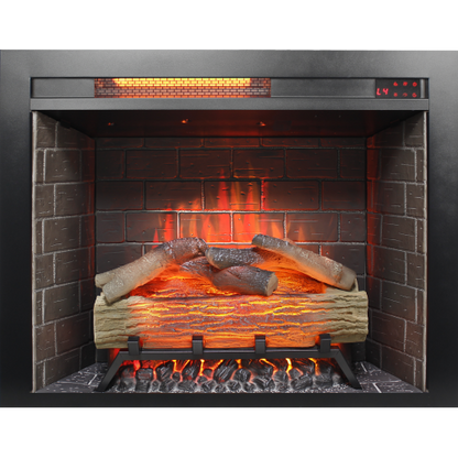 28 inch Infrared Electric Fireplace Insert, Touch Panel Home Decor Heater, Smokeless Firebox With fixed Trim Kit.With Crackling Sound