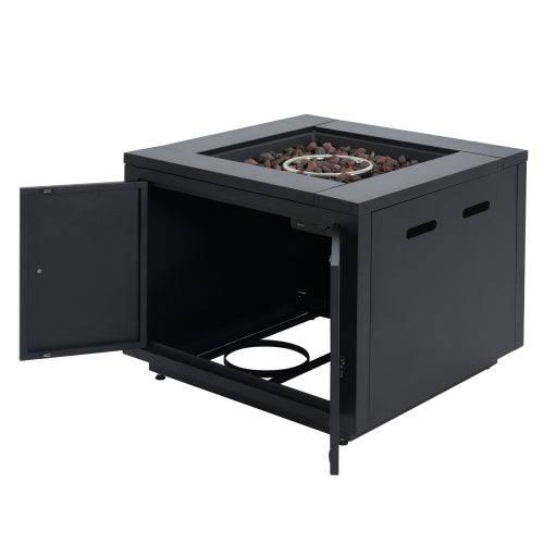 30inch Square Steel Fire Pit Table, in Black,40000BTU