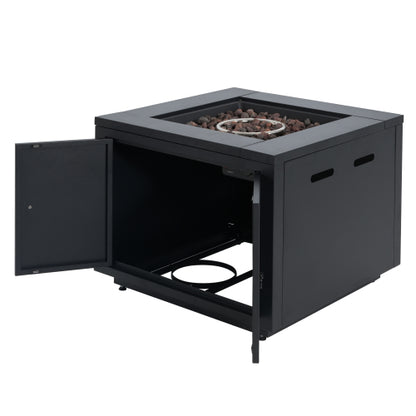 30inch Square Steel Fire Pit Table, in Black,40000BTU