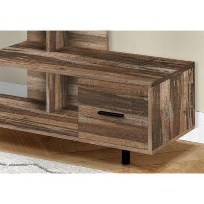 47.25 Inch Medium Brown Wood-Look Art-Deco TV Stand with Right Storage Drawer