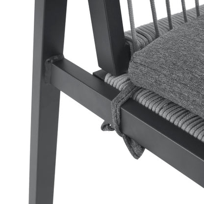 Outdoor Dining Chair Set of 2, Aluminum + Rope , Outdoor Armchair Seating for Patio Backyard Poolside Balcony, Cushion included