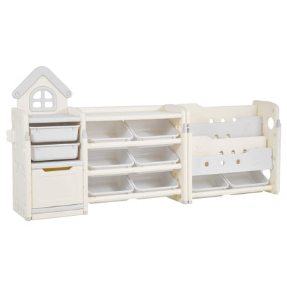Kids Toy Storage Organizer with Bookshelf and 10 Storage Bins