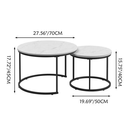 Set of 2 Round Nesting Coffee Tables, White