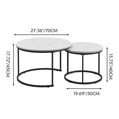 Set of 2 Round Nesting Coffee Tables, White