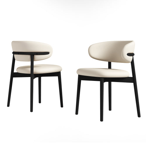 Set of 2 Black Ash Wood Mid-Century Dining Chairs, Minimalist Solid Wood Armless Side Chairs
