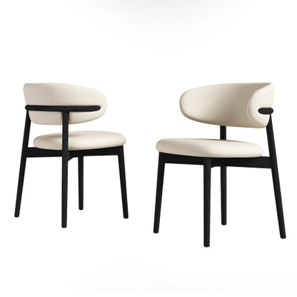 Set of 2 Black Ash Wood Mid-Century Dining Chairs, Minimalist Solid Wood Armless Side Chairs