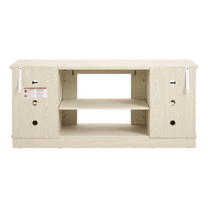 Modern 65 Inch TV Stand with Faux Stone Cabinet White Media Console