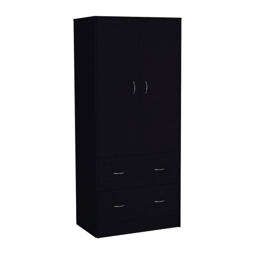 2-Doors 2-Drawers Armoire Black