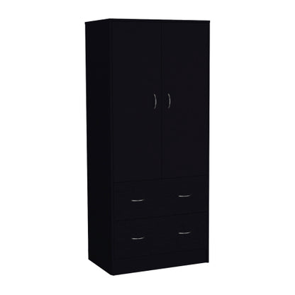 2-Doors 2-Drawers Armoire Black