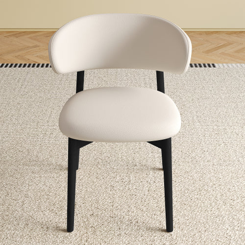 Set of 2 Black Ash Wood Mid-Century Dining Chairs, Minimalist Solid Wood Armless Side Chairs