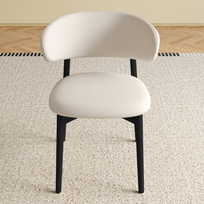 Set of 2 Black Ash Wood Mid-Century Dining Chairs, Minimalist Solid Wood Armless Side Chairs