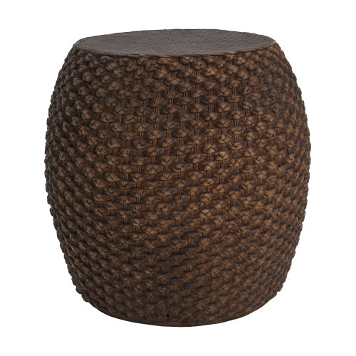Faux Rattan Side Table for Both Indoor and Outdoor Use, Handmade MgO, Brown