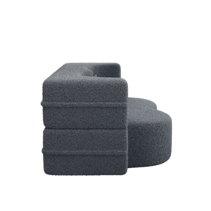 Grey Full-Size Convertible Sherpa-Fleece Floor Sofa-Bed 15 inch  Height with 2 Pillows No-Assembly Folding Mattress for Living-Room Play-Room