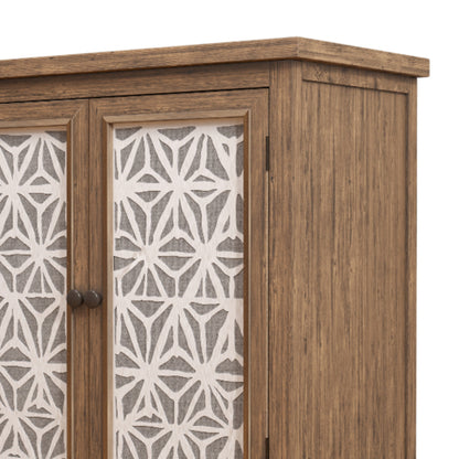 Rustic Wood Storage Cabinet with Metal Linen Doors