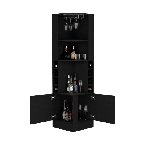 Corner Bar Cabinet Atanasio, Living Room, Black