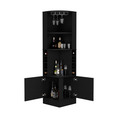 Corner Bar Cabinet Atanasio, Living Room, Black