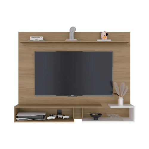 Gray 65 inch Floating TV Panel with Storage Shelves